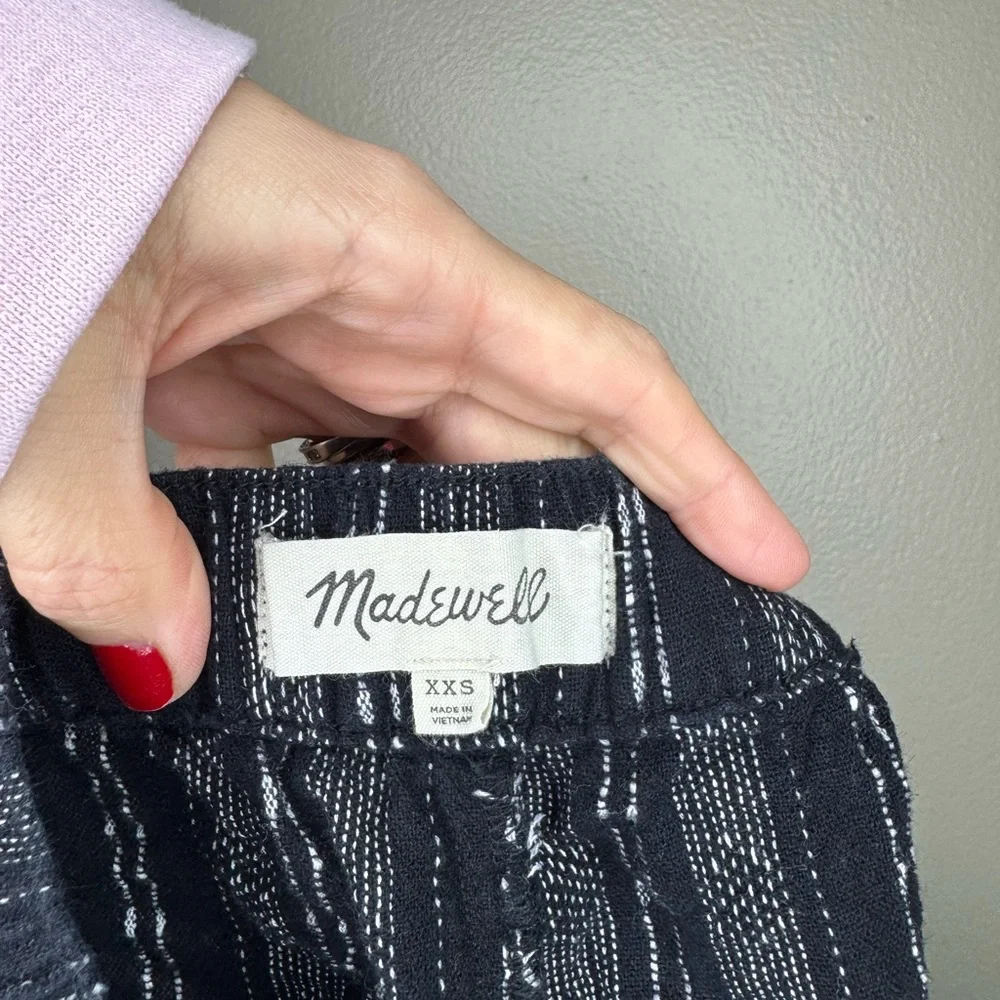 Madewell Linen Blend Shorts Women's XXS Black Stripe